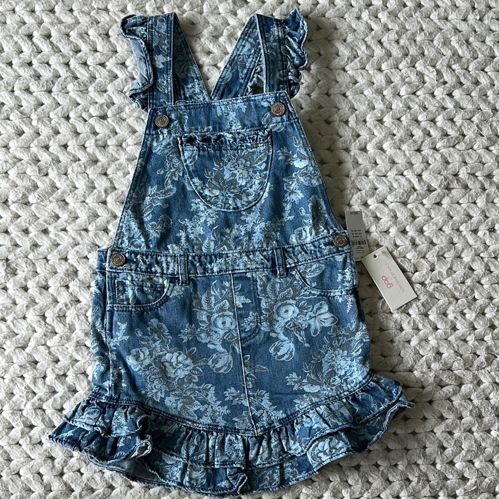 GAP x LOVESHACKFANCY Denim Overall Dress with Ruffled Straps